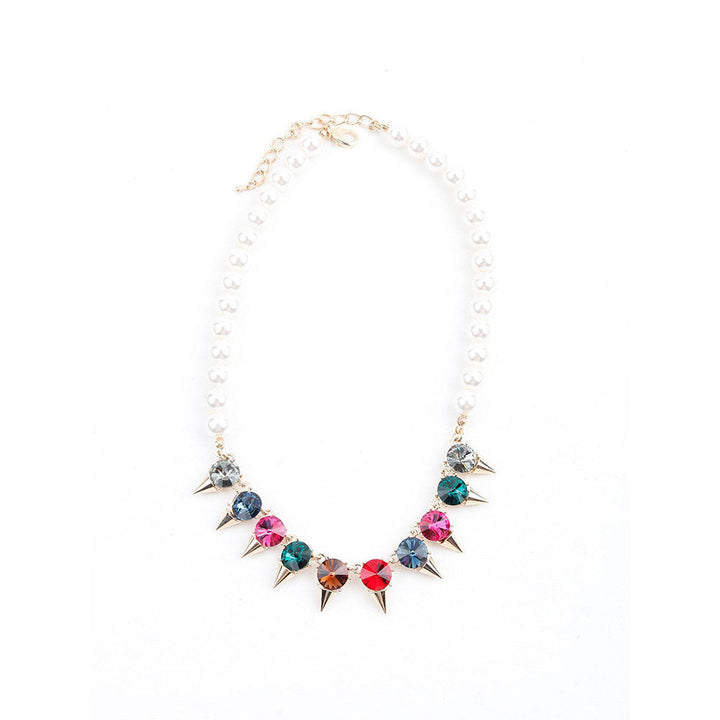 Odette Multi-Coloured Rhine Stones and Beaded Pearl Necklace