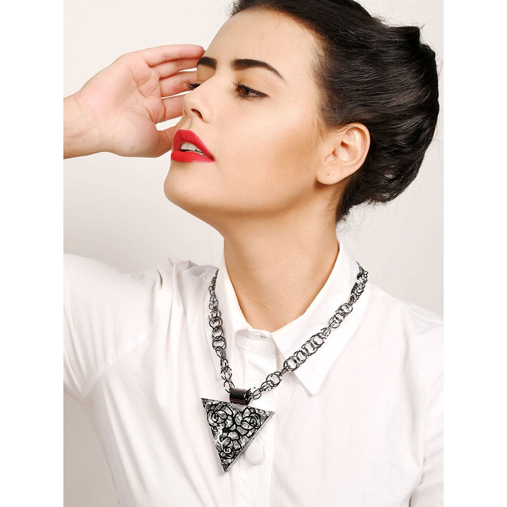 Odette Bold Silver Triangular Pendant Necklace