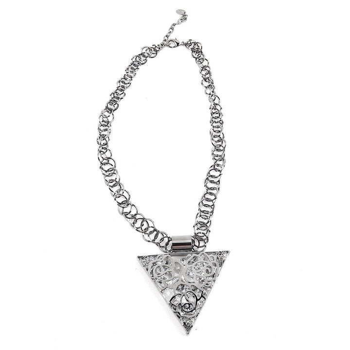 Odette Bold Silver Triangular Pendant Necklace