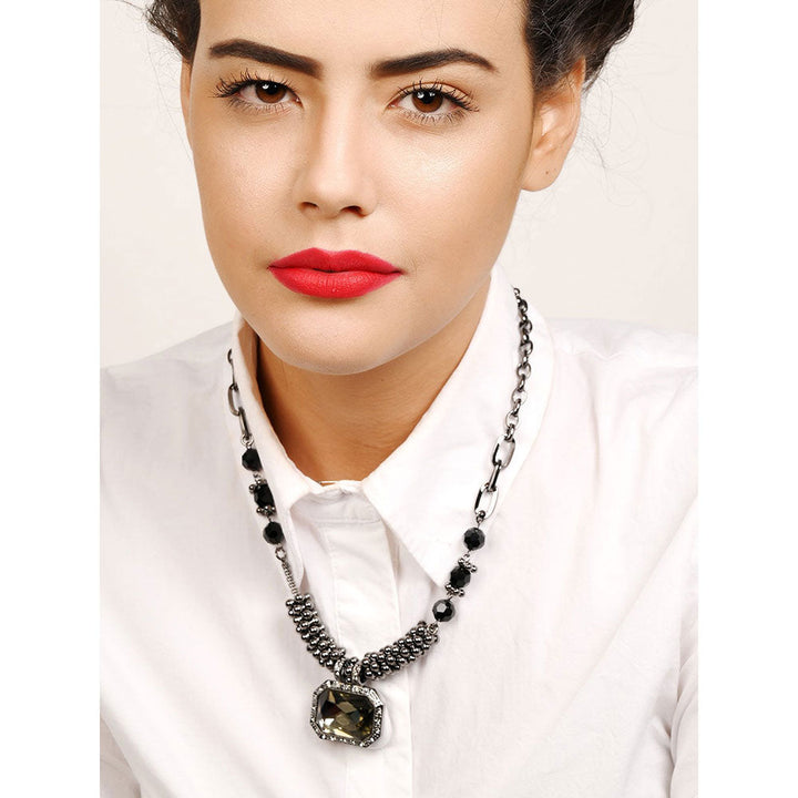 Odette Dauntless Gunmetal Matinee Necklace