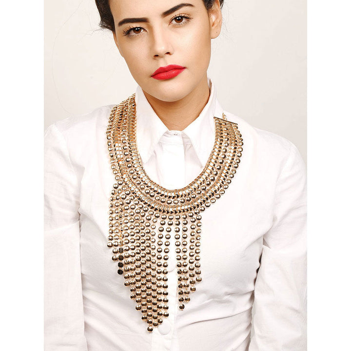 Odette Chunky Gold Metallic Fringe Necklace