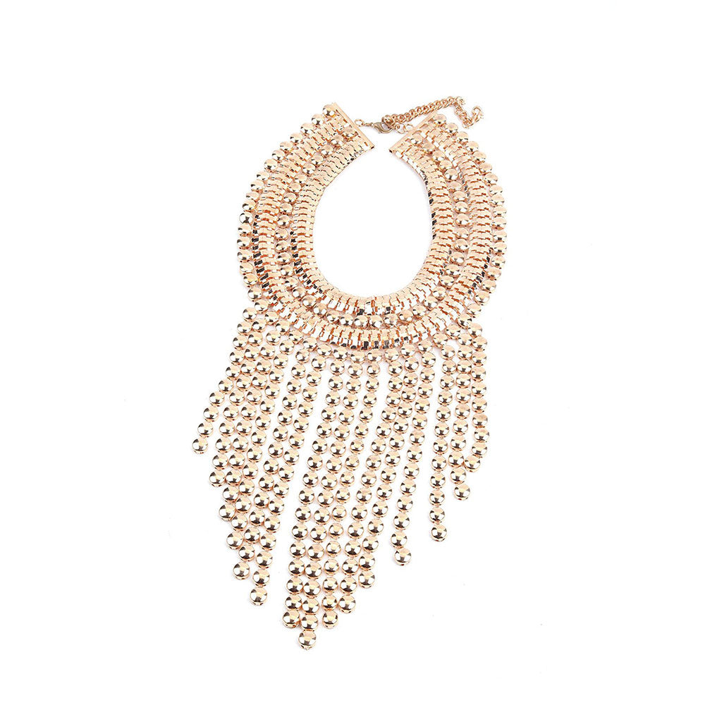 Odette Chunky Gold Metallic Fringe Necklace