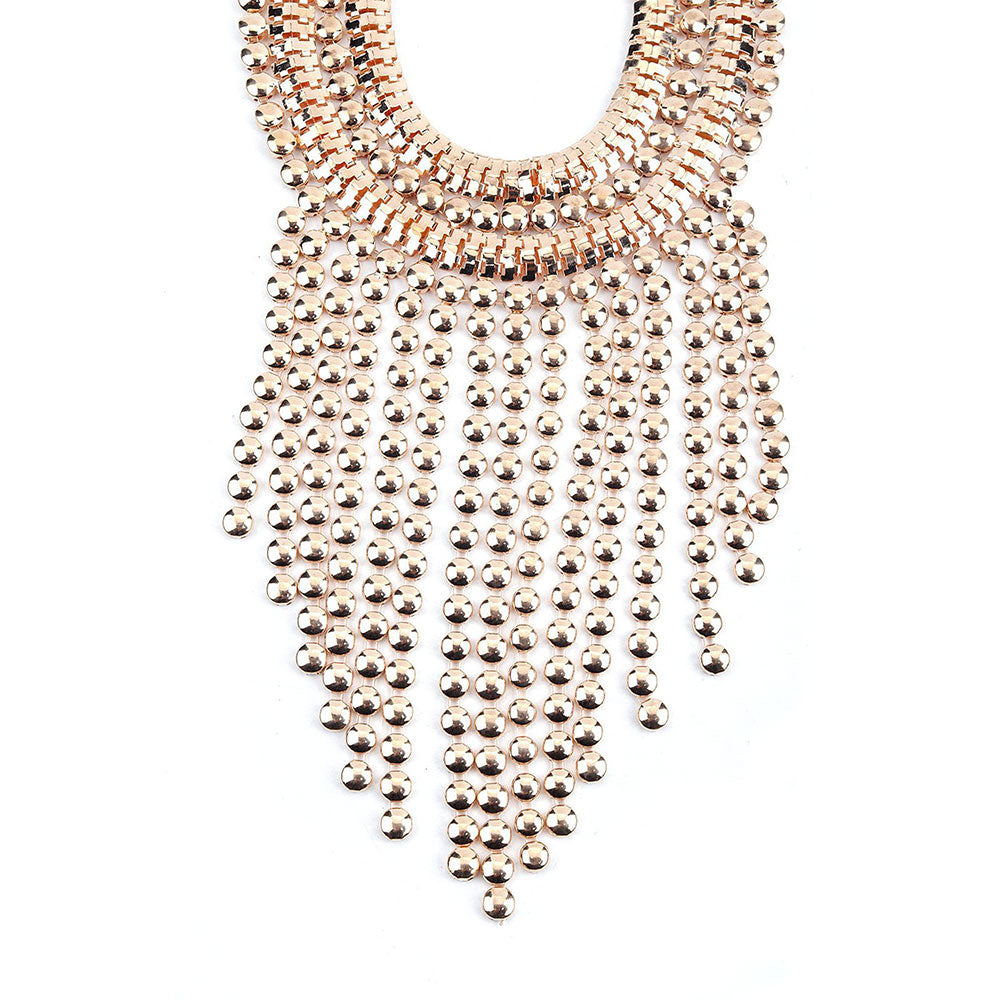 Odette Chunky Gold Metallic Fringe Necklace