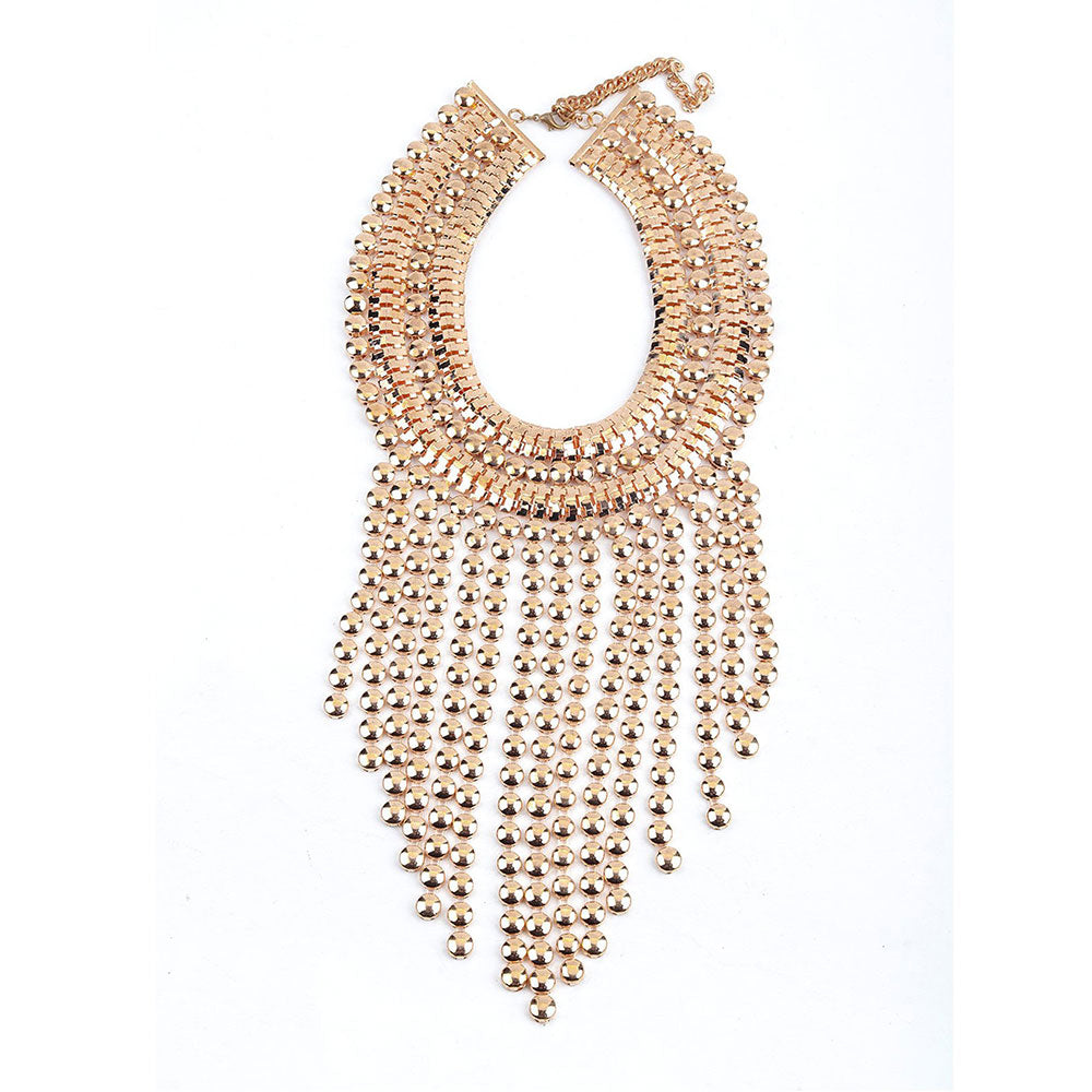 Odette Chunky Gold Metallic Fringe Necklace