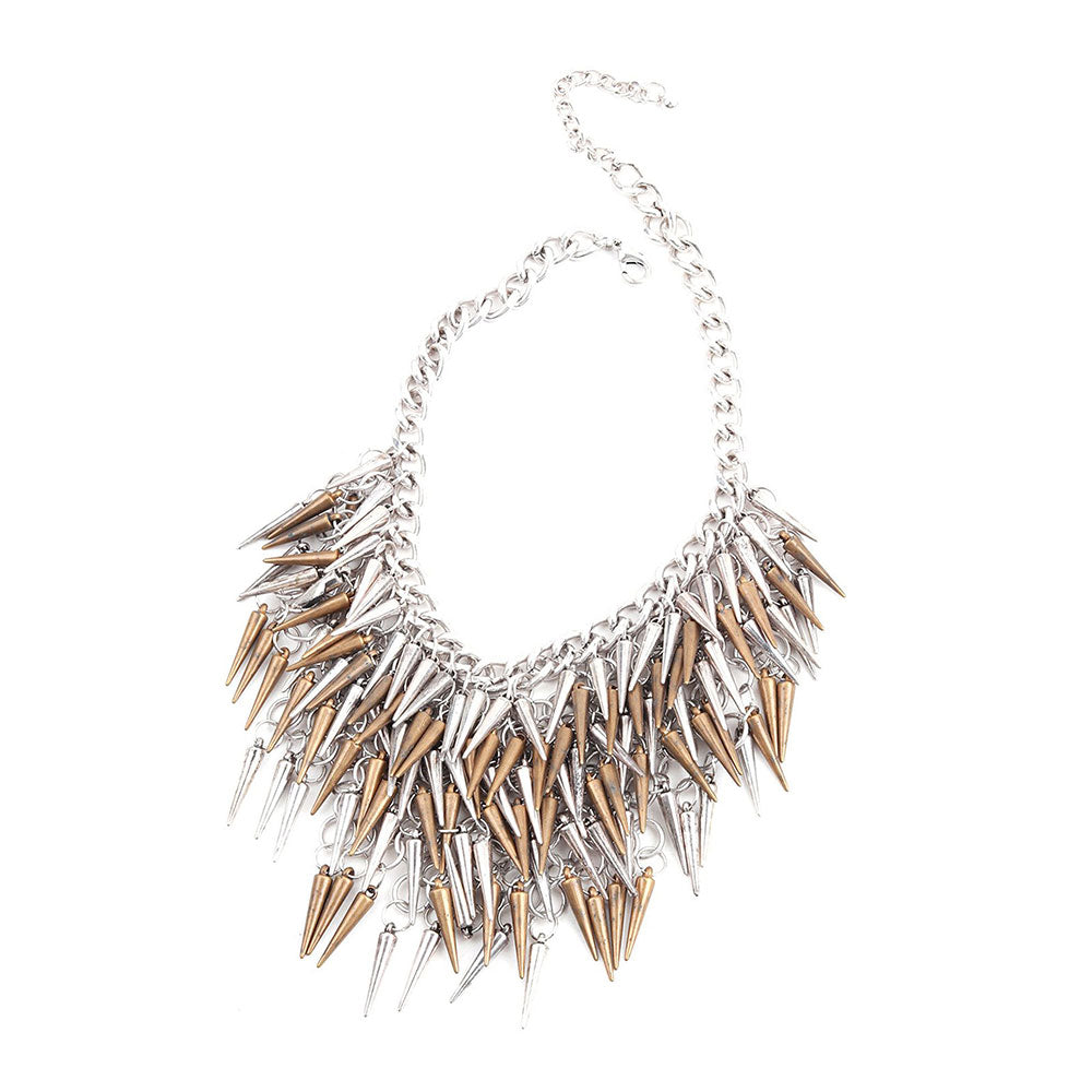 Odette Massive Silver & Copper Cone Dropping Necklace