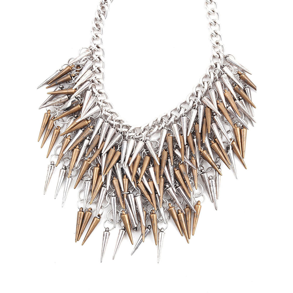 Odette Massive Silver & Copper Cone Dropping Necklace