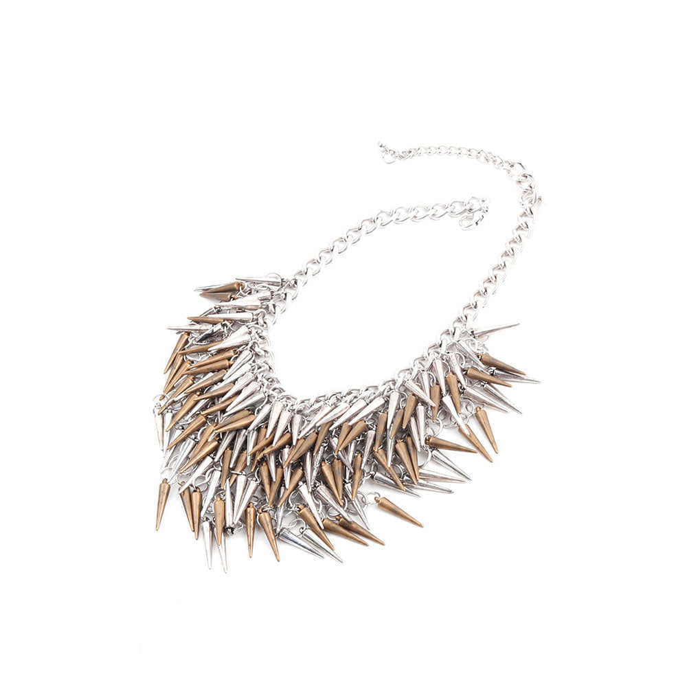 Odette Massive Silver & Copper Cone Dropping Necklace