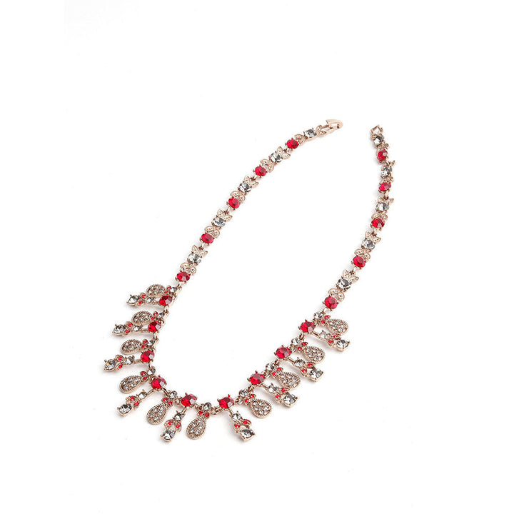 Odette Red & White Embellished Necklace Set