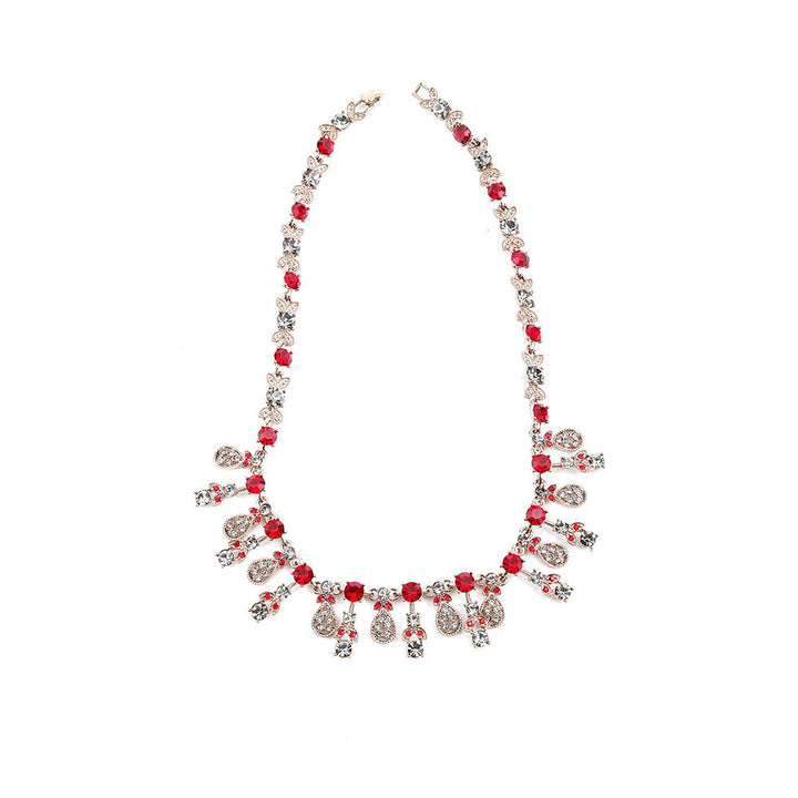 Odette Red & White Embellished Necklace Set