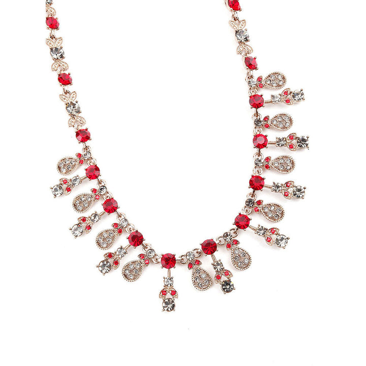 Odette Red & White Embellished Necklace Set