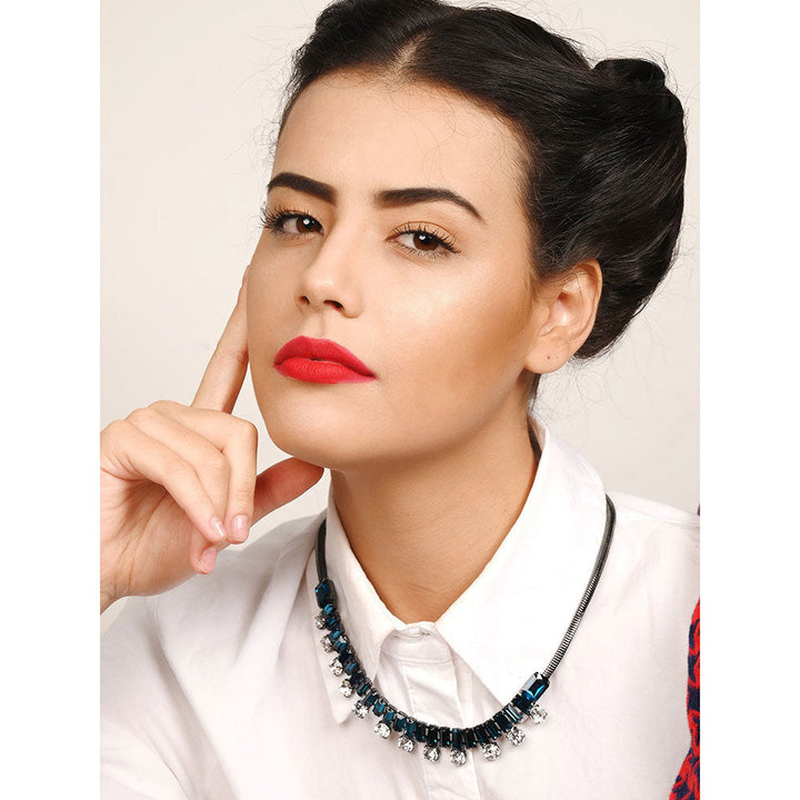 Odette Sumptuous Turquoise Gunmetal Collar Necklace