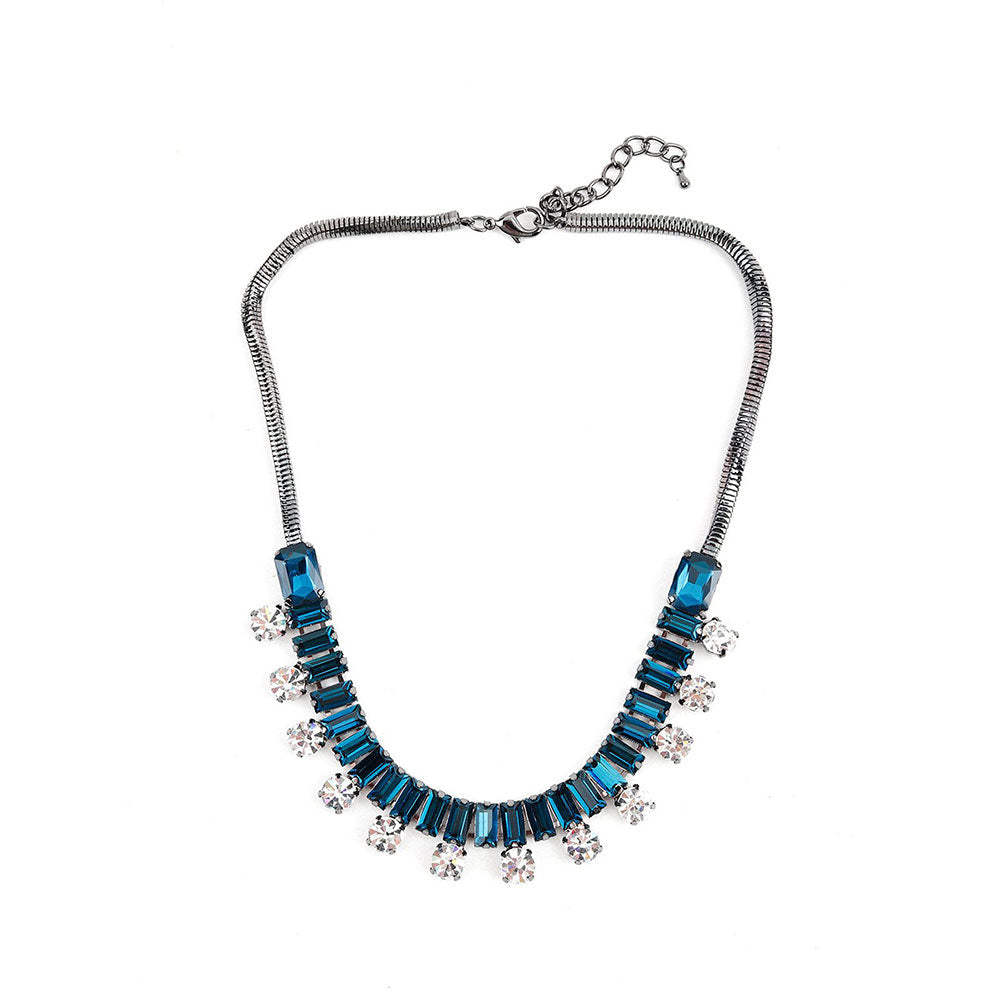 Odette Sumptuous Turquoise Gunmetal Collar Necklace