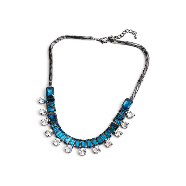 Odette Sumptuous Turquoise Gunmetal Collar Necklace