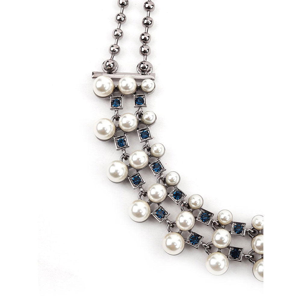 Odette Pearl and Turquoise Collar Necklace