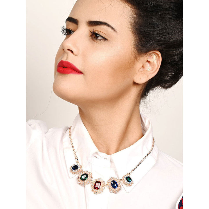 Odette Multi-Coloured Pearl and Rhinestone Collar Necklace