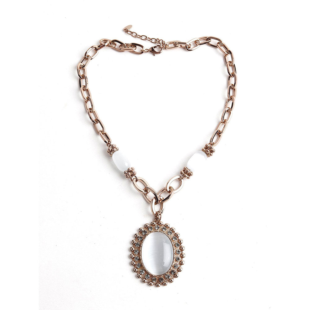 Odette Elegant White Moon Stone Pendant Necklace