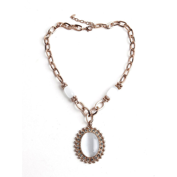 Odette Elegant White Moon Stone Pendant Necklace