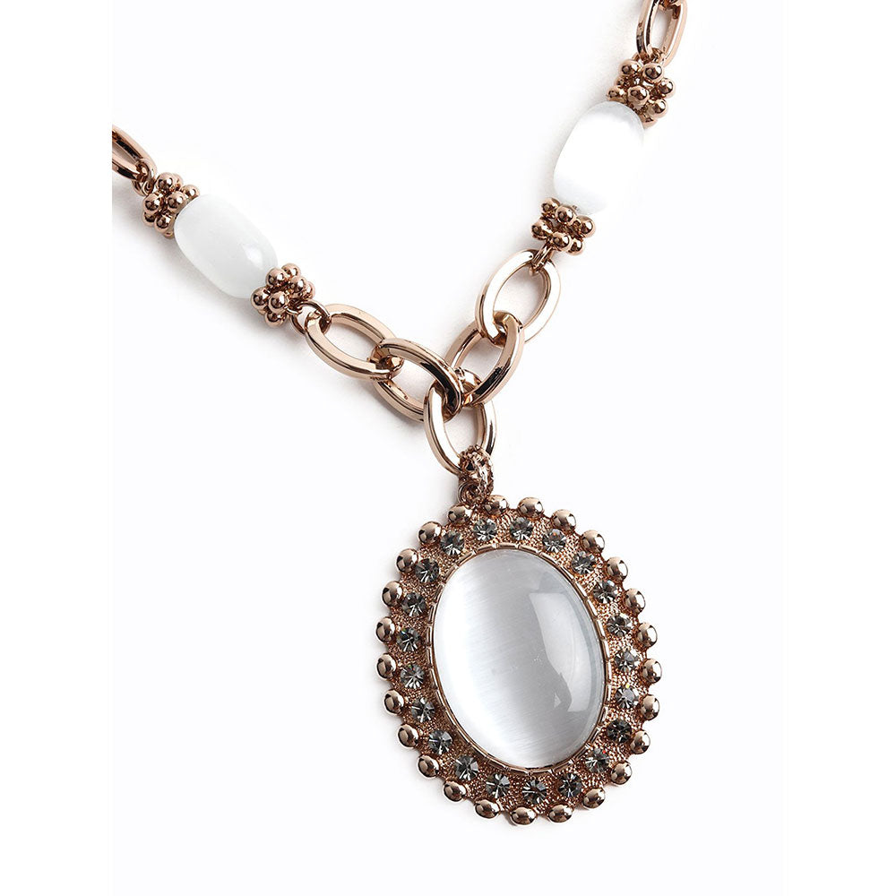 Odette Elegant White Moon Stone Pendant Necklace