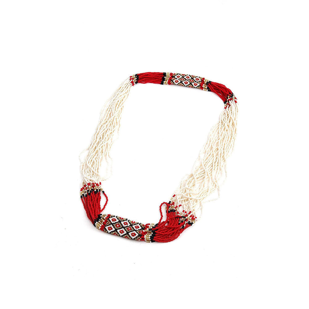 Odette Tribal Red & White Beads Necklace