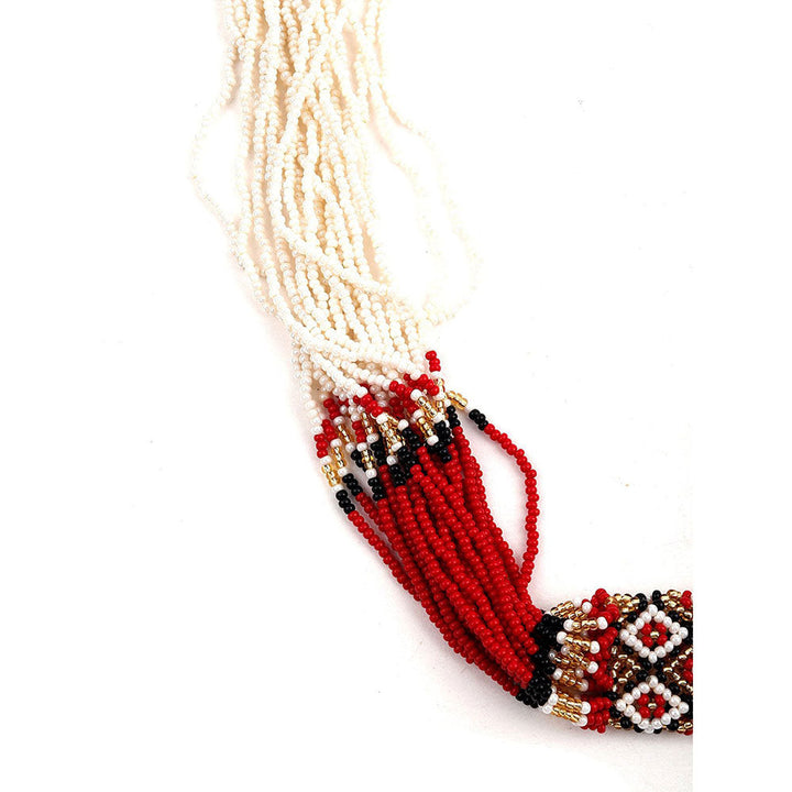 Odette Tribal Red & White Beads Necklace