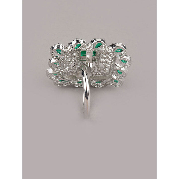 Odette Emerald Crystalised Square Statement Ring