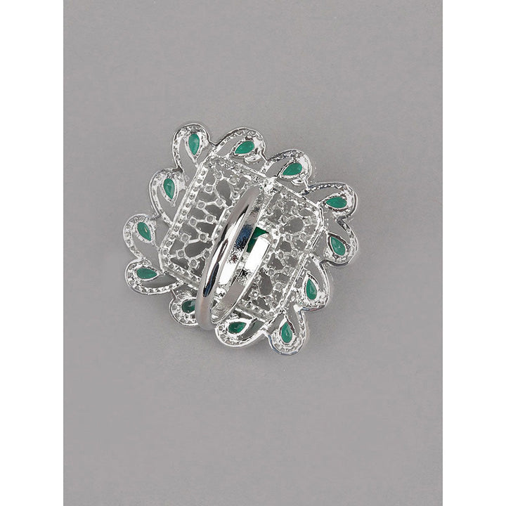 Odette Emerald Crystalised Square Statement Ring