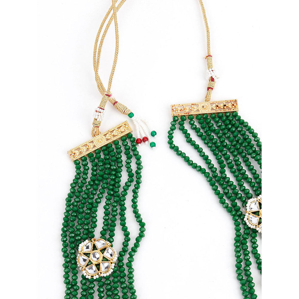 Odette Emerald Green with Ruby Beads Kundan Necklace