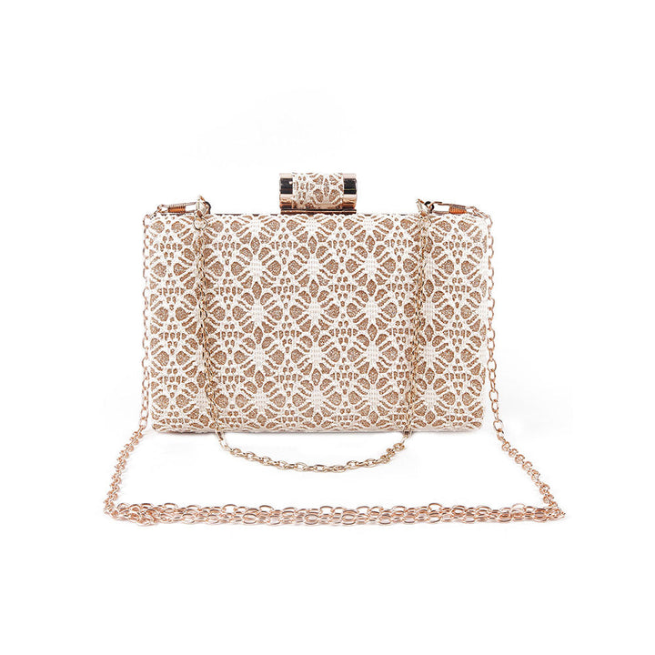 Odette Off White Printed Clutch