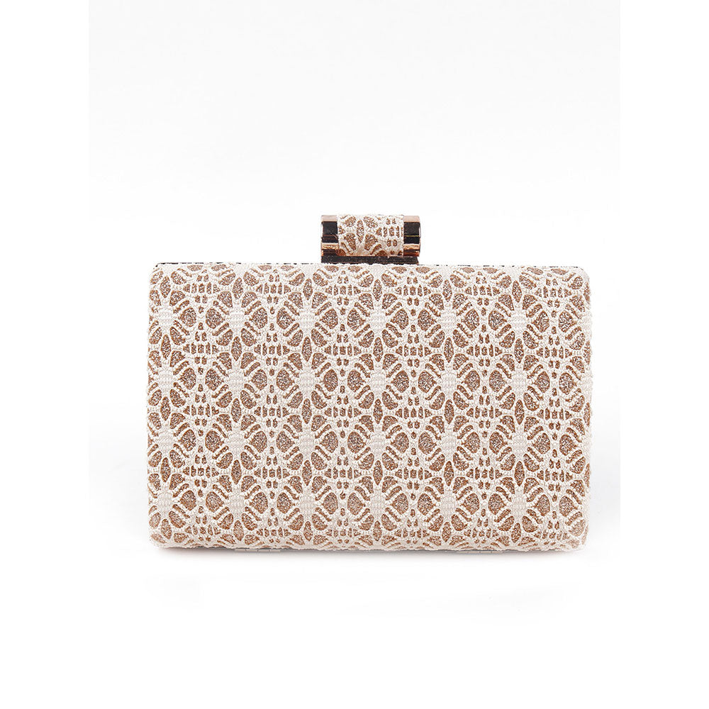 Odette Off White Printed Clutch