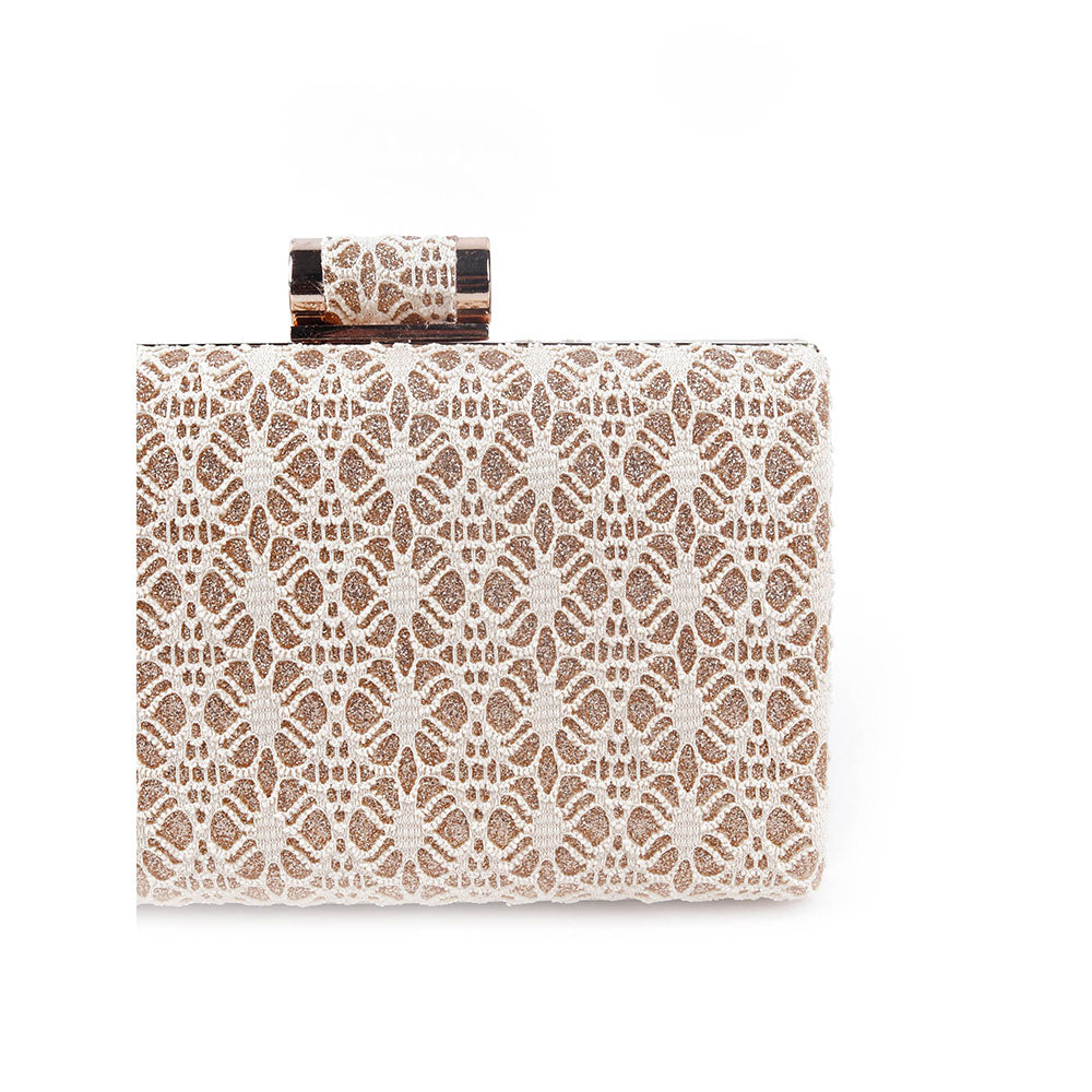 Odette Off White Printed Clutch