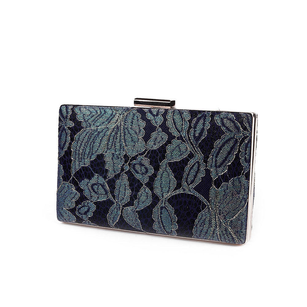 Odette Blue Printed Clutch