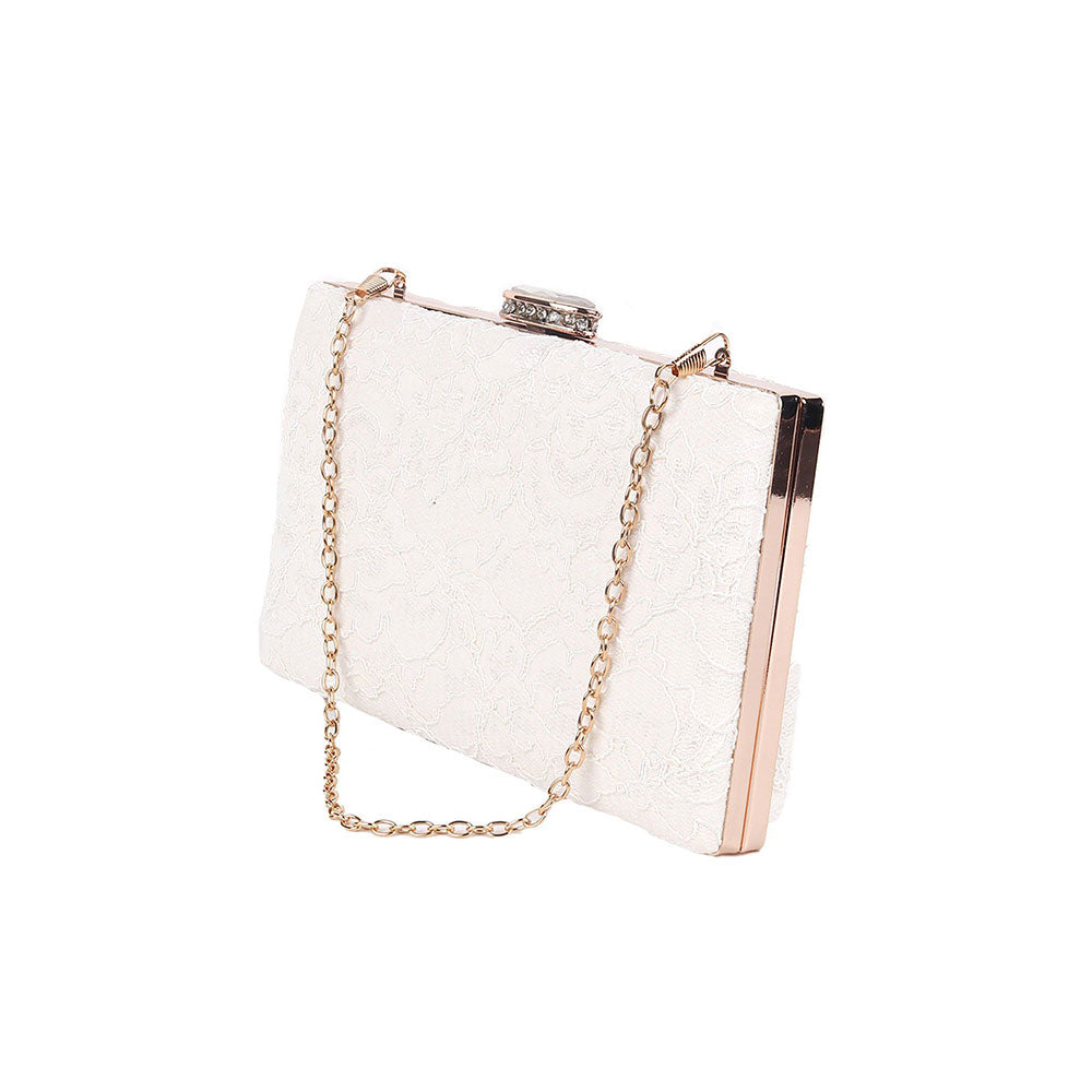 Odette Pure White Gorgeous Box Clutch For Women