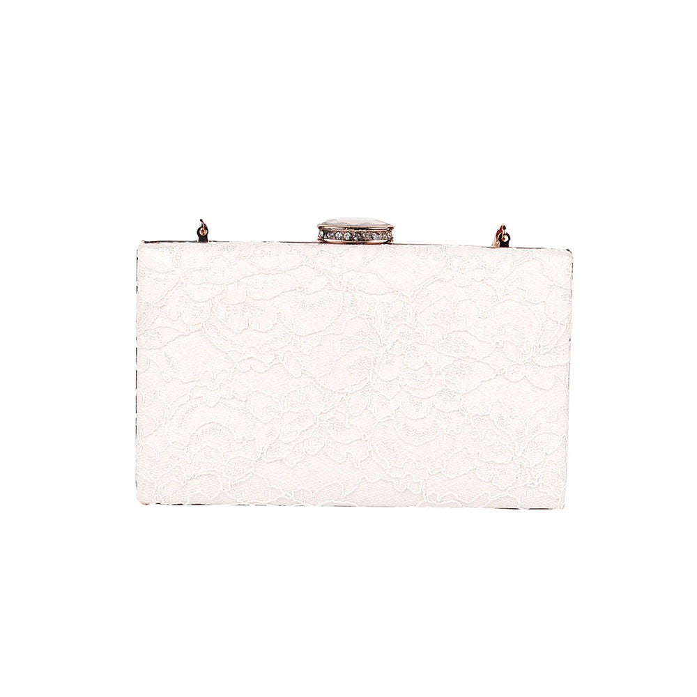 Odette Pure White Gorgeous Box Clutch For Women