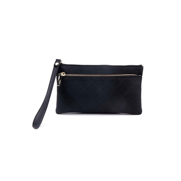 Odette Textured Black Pouch For Women