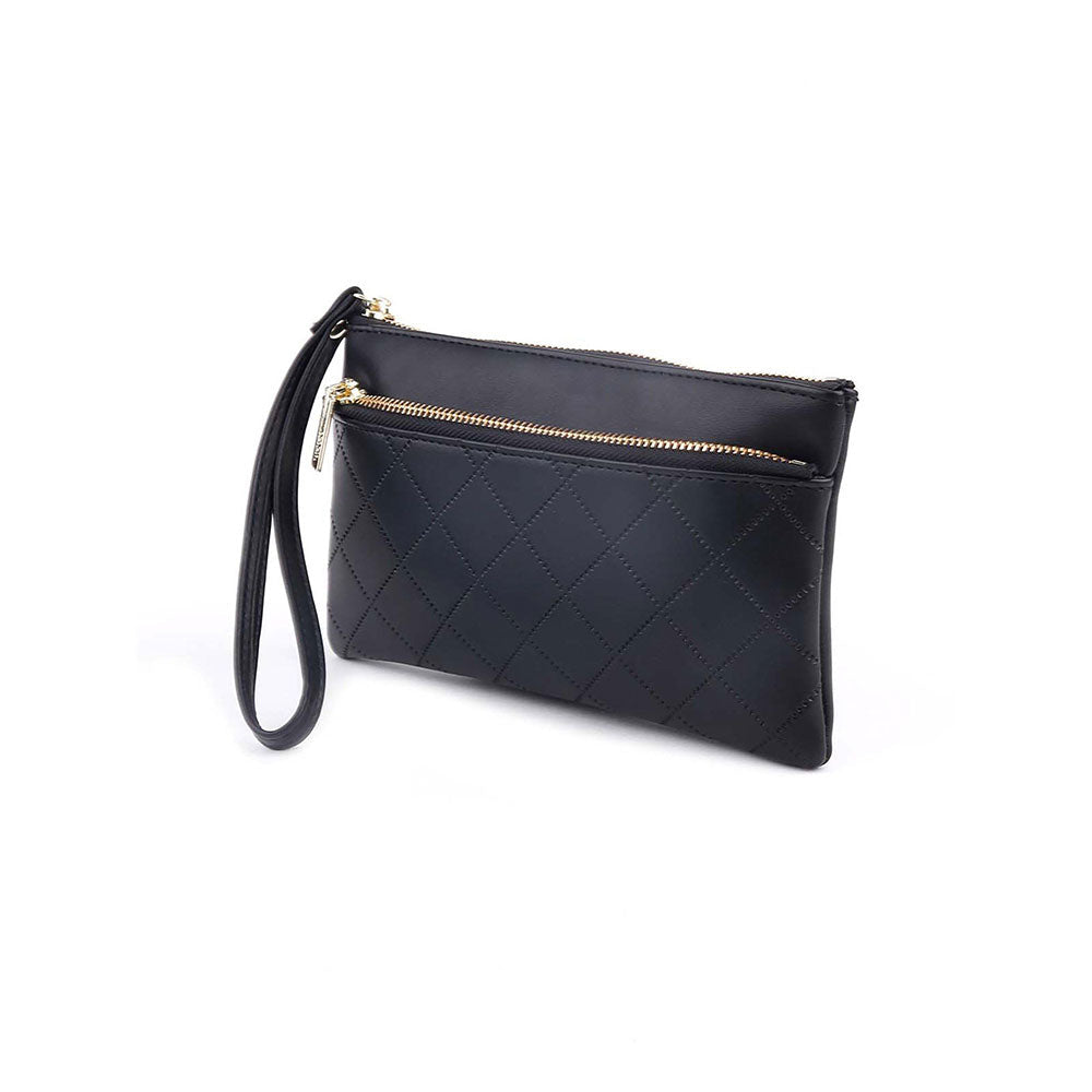 Odette Textured Black Pouch For Women