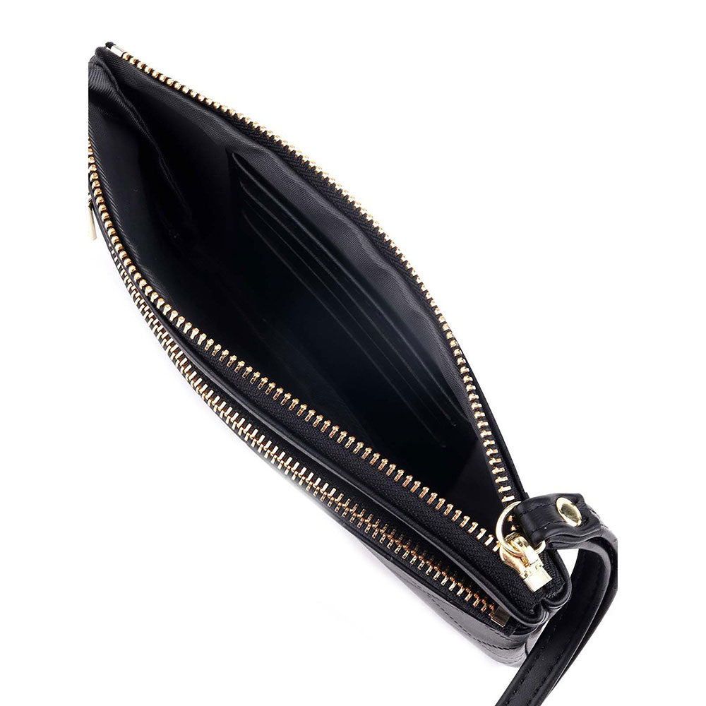 Odette Textured Black Pouch For Women