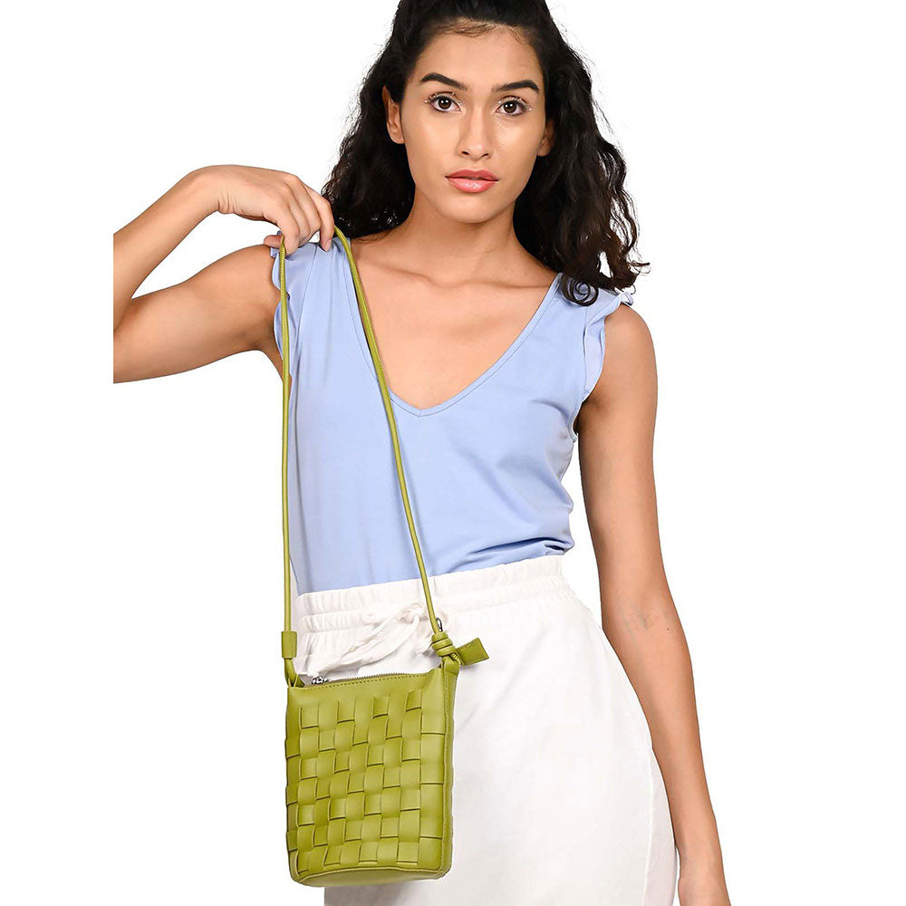 Odette Olive Green Patterned Sling Bag