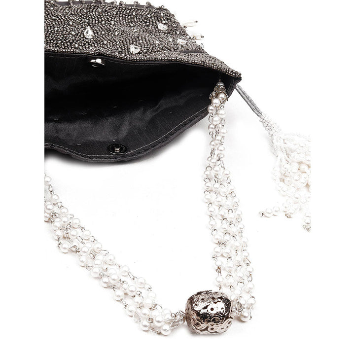 Odette Traditional Embellished Black Potli Bag