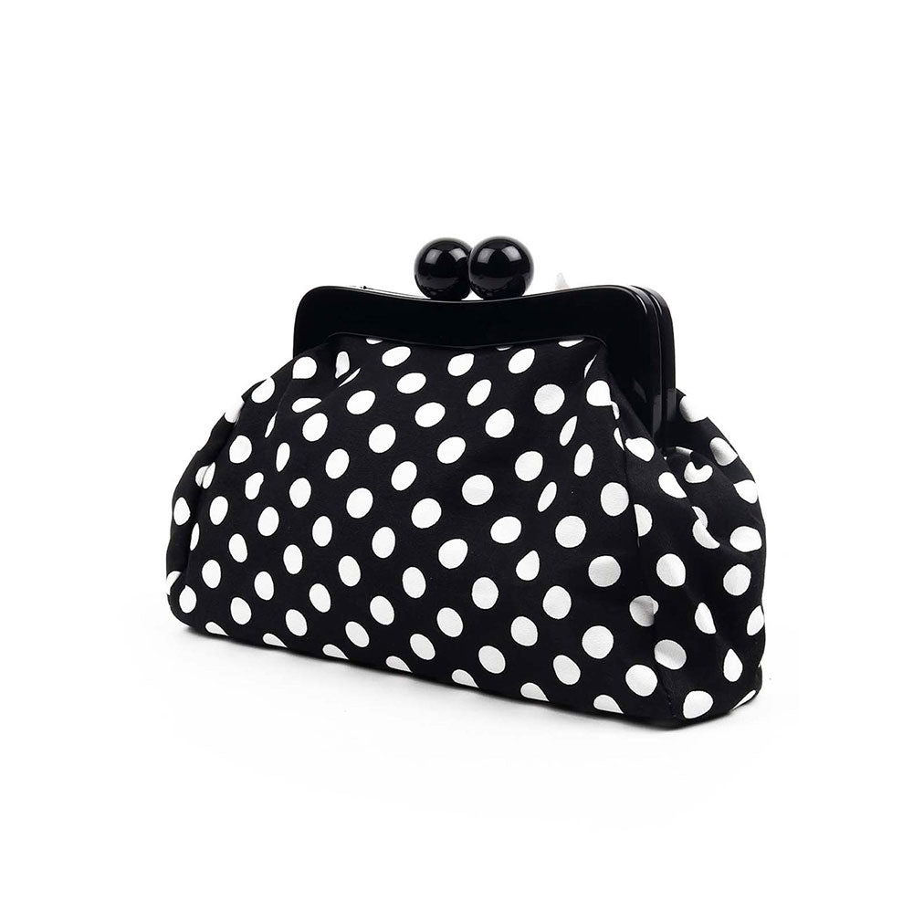 Odette Statement Printed Black Convertible Clutch