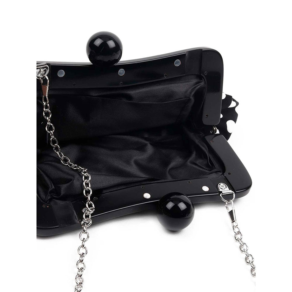 Odette Statement Printed Black Convertible Clutch