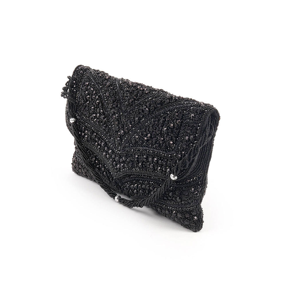 Odette Awe-Worthy Heavily Embellished Black Clutch