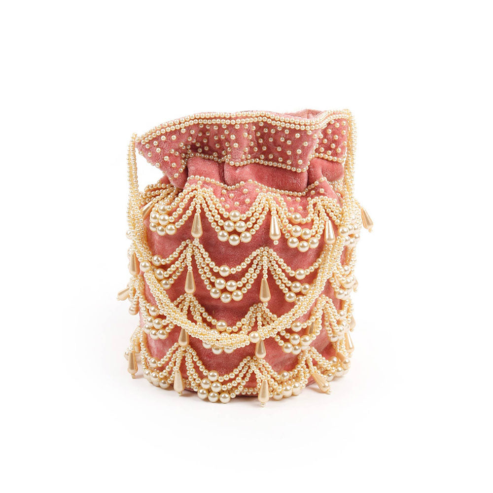 Odette The Very Stylish Peach Potli Bag