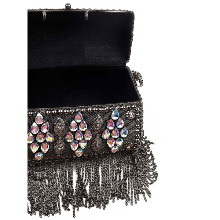 Odette Awe-Worthy Black Metal Hand Bag