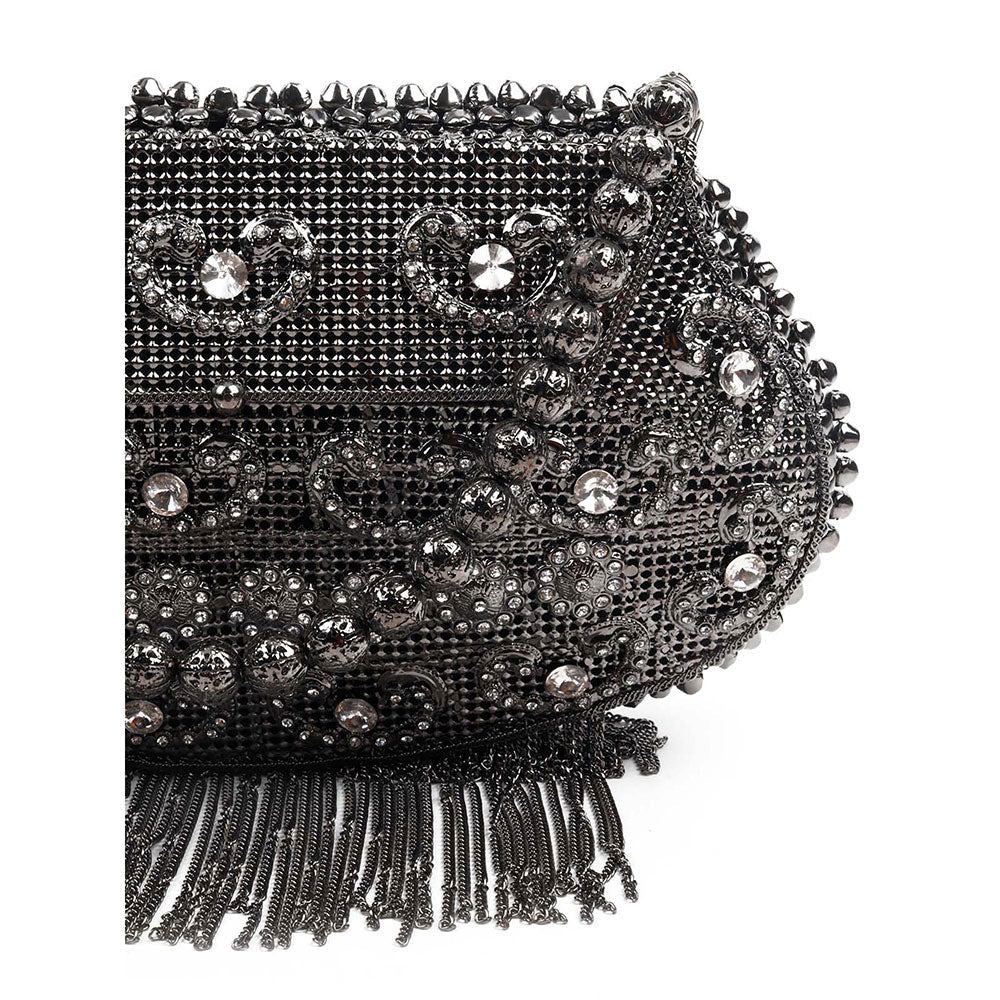 Odette Awe-Worthy Black Metal Hand Bag