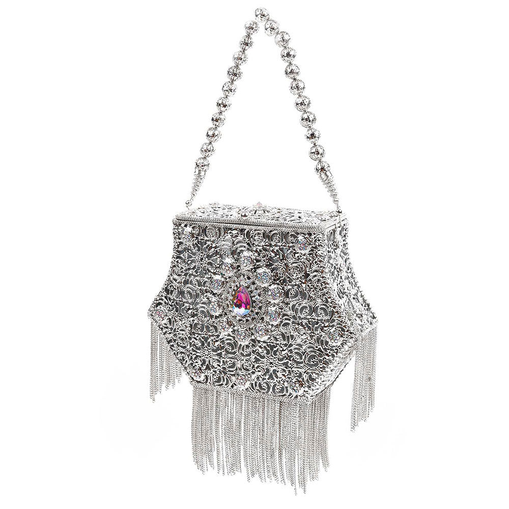 Odette Awe-Worthy Silver Metal Hand Bag