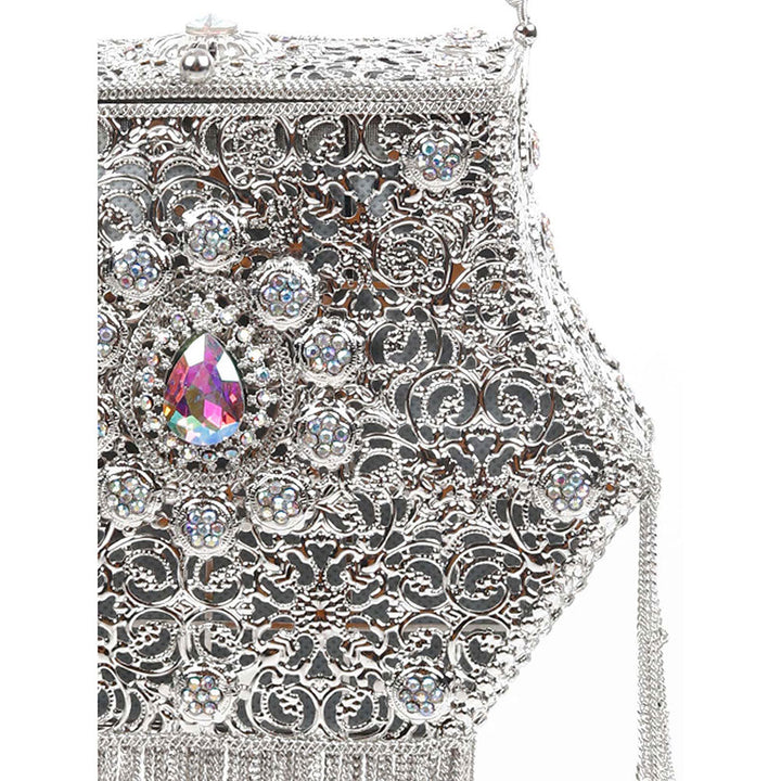 Odette Awe-Worthy Silver Metal Hand Bag