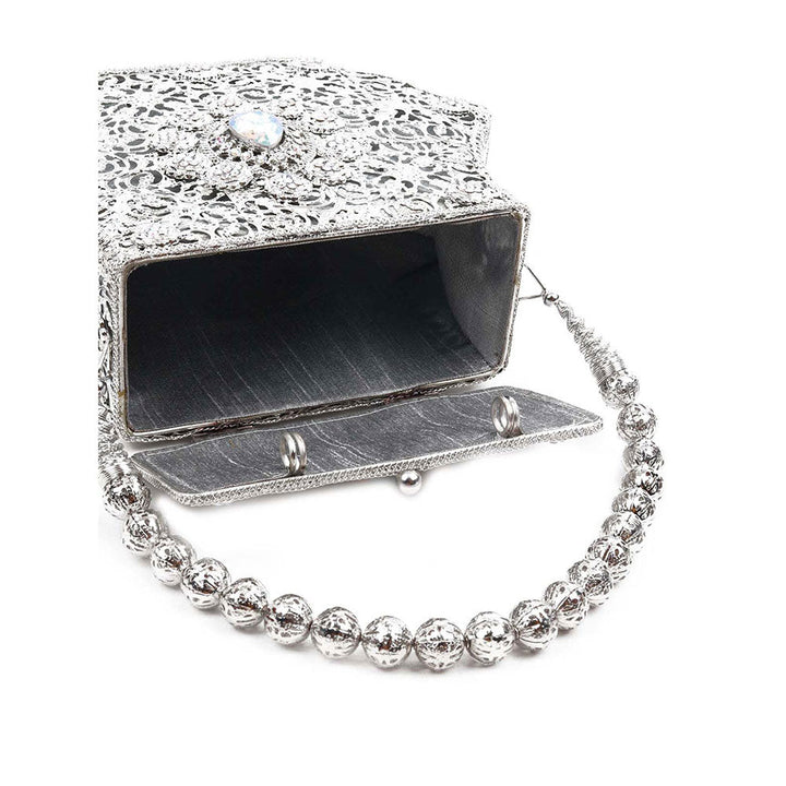 Odette Awe-Worthy Silver Metal Hand Bag