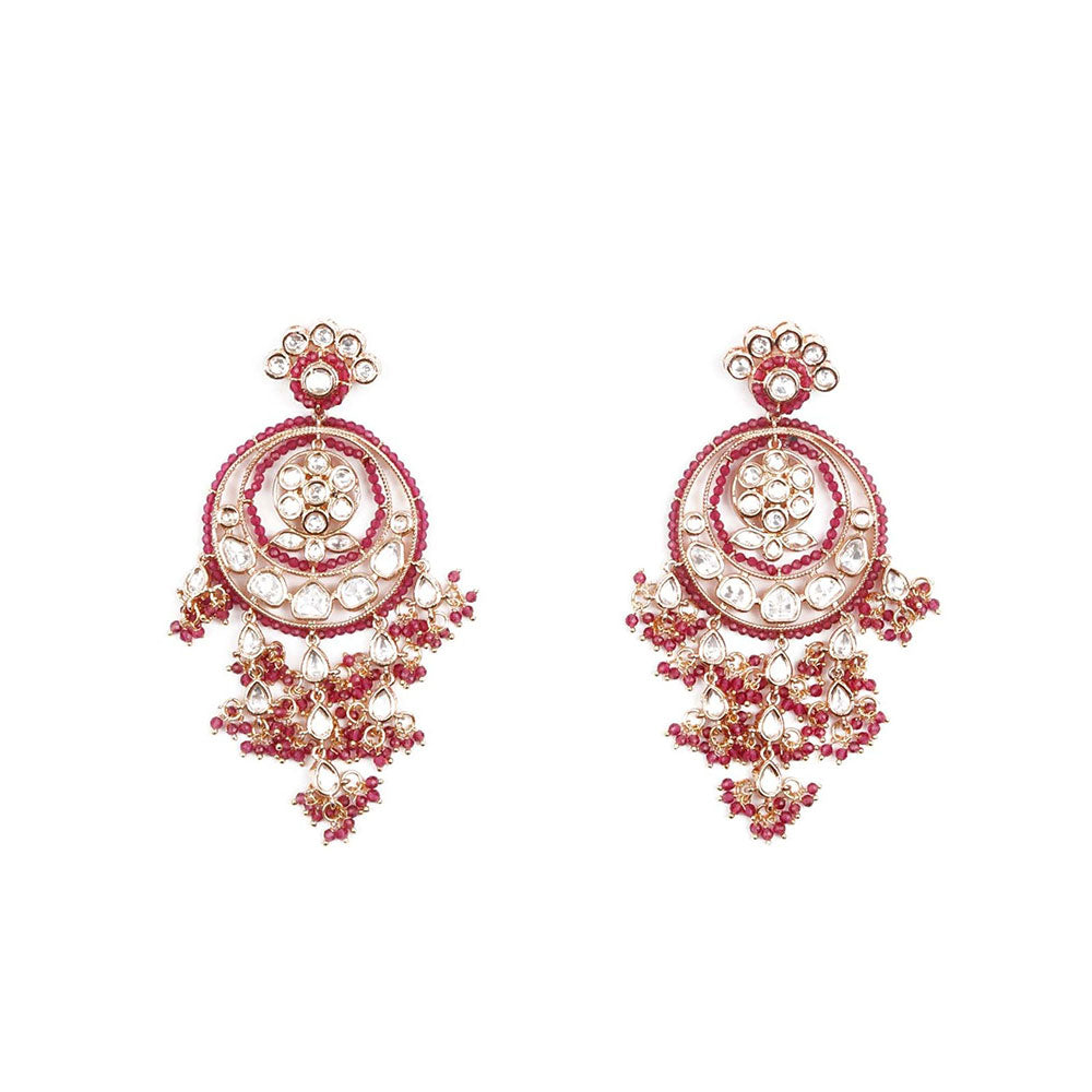 Odette The Royal Red and Gold Danglers with Florets