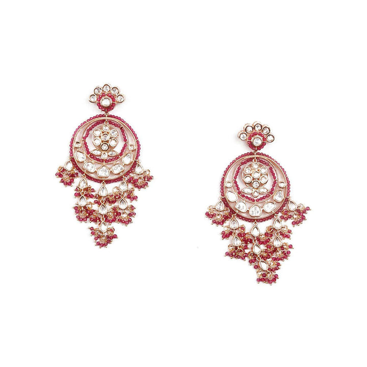 Odette The Royal Red and Gold Danglers with Florets