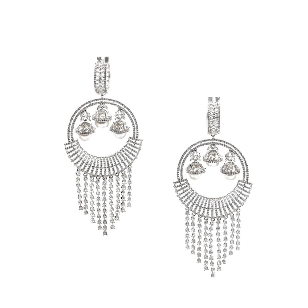 Odette Pearl and Austrian Diamonds Dangler Earrings